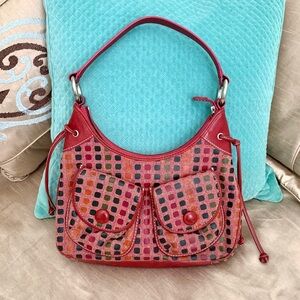 Isabella Fiore Leather Red Ruby Hobo Bag